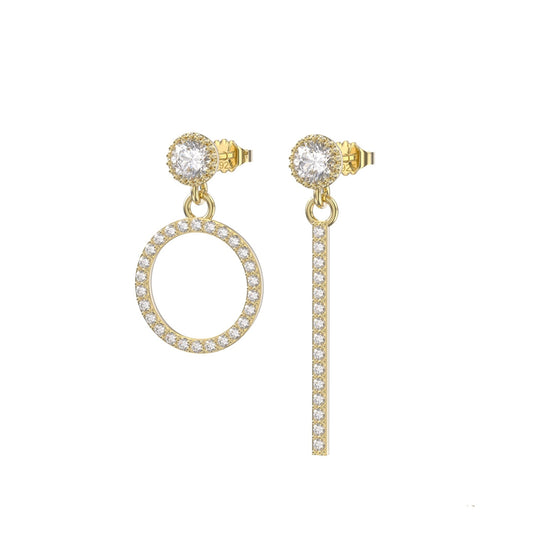 Asymmetrical Gold Plated Silver Stud Earrings | Unique Modern Jewelry