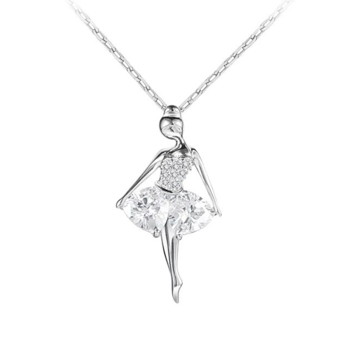 Silver Ballerina Necklace | Elegant Dancer Pendant Jewelry