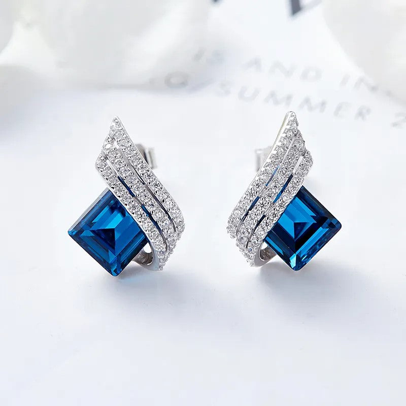 Blue Glamour: Timeless Royal Blue Post Earrings