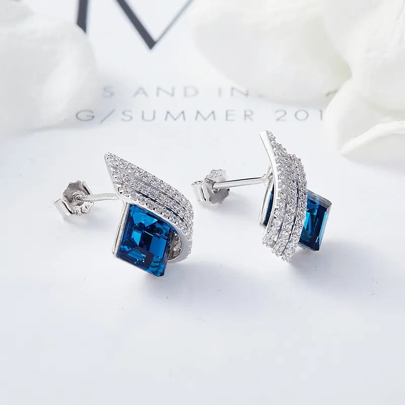 Blue Glamour: Timeless Royal Blue Post Earrings